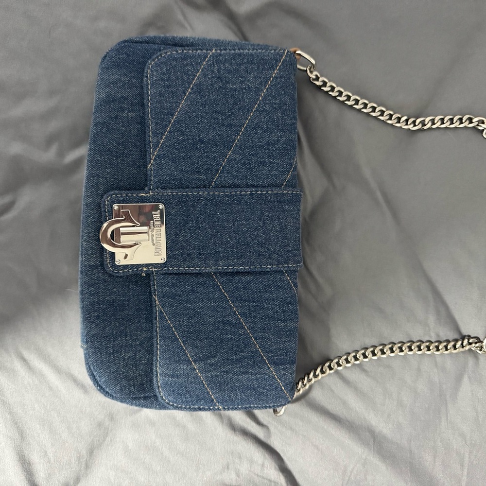 True Religion Blue Quilted Denim Shoulder Bag
